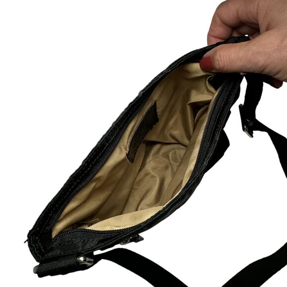 Coach Signature Black Nylon Crossbody Shoulder Getaway Bag - Picture 4 of 5